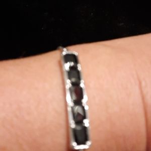 Simulated Black Spinel Bolo Bracelet